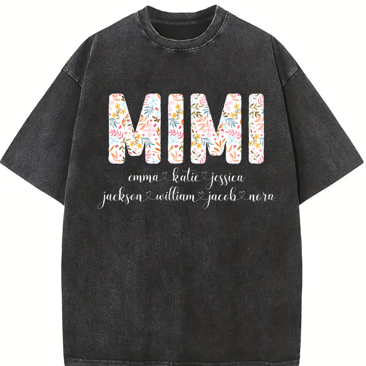 Mimi With Grandkids Names Vintage Washed T-Shirt product image 2