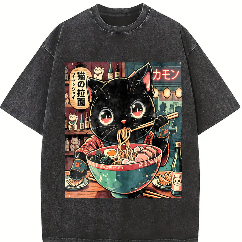 Explorer And Grunge Vibe: Neko Ramen Cat Eating Noodles product image 2