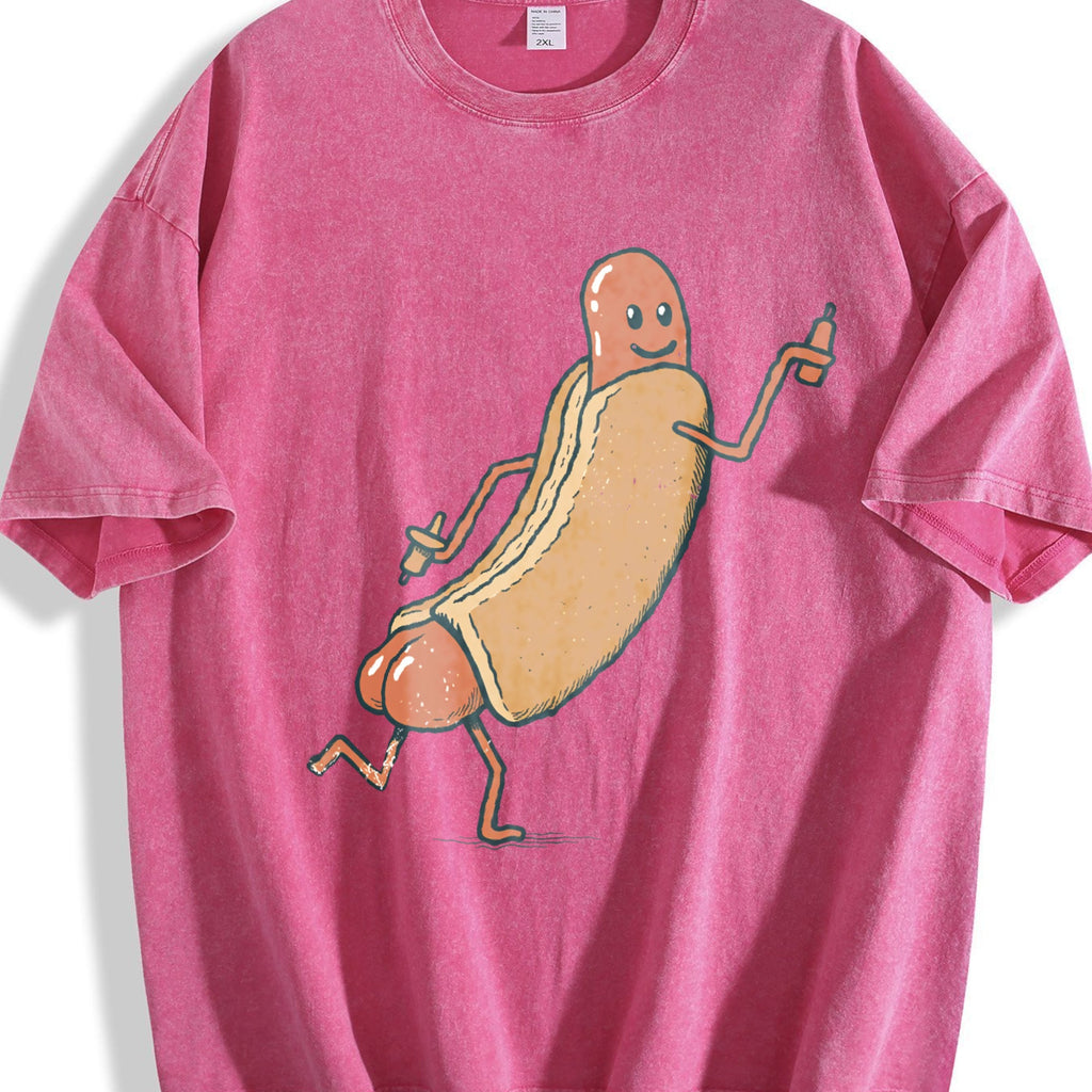 Funny Hotdog : Cute Vintage Washed T-Shirt product image 7