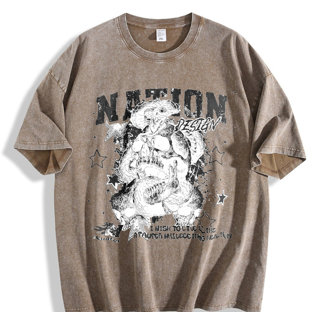 Nation Snake Skull Vintage Washed T-Shirt product image 3