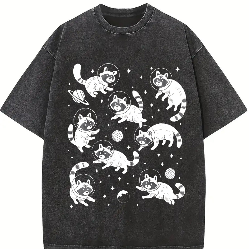 Raccoon In Space 90s Vintage Washed T-Shirt product image 2