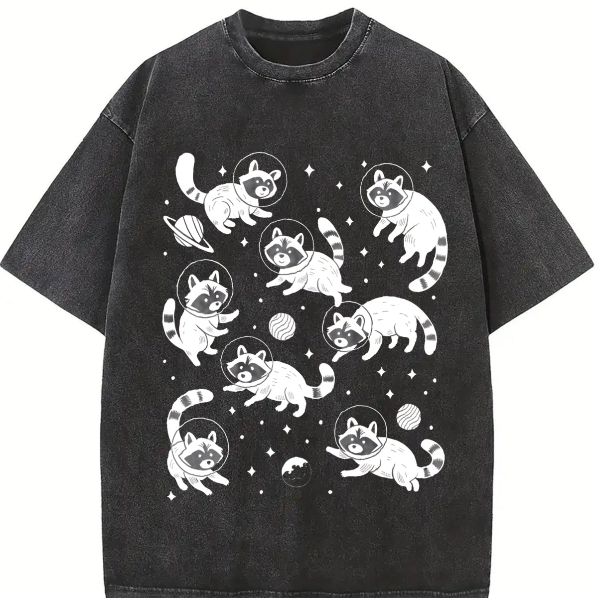 Raccoon In Space 90s Vintage Washed T-Shirt product image 2