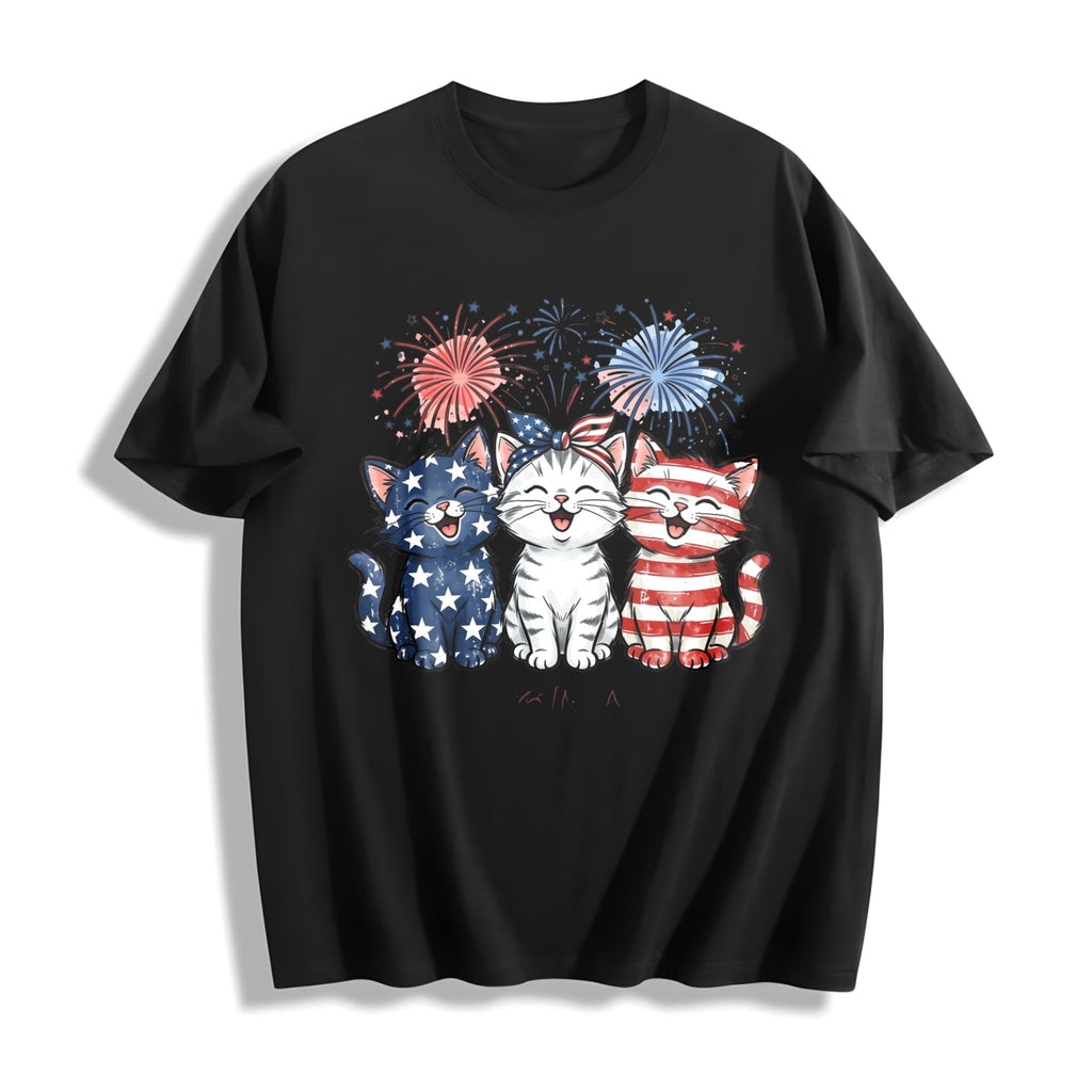 Patriotic Cats Cotton T-Shirt product image 1
