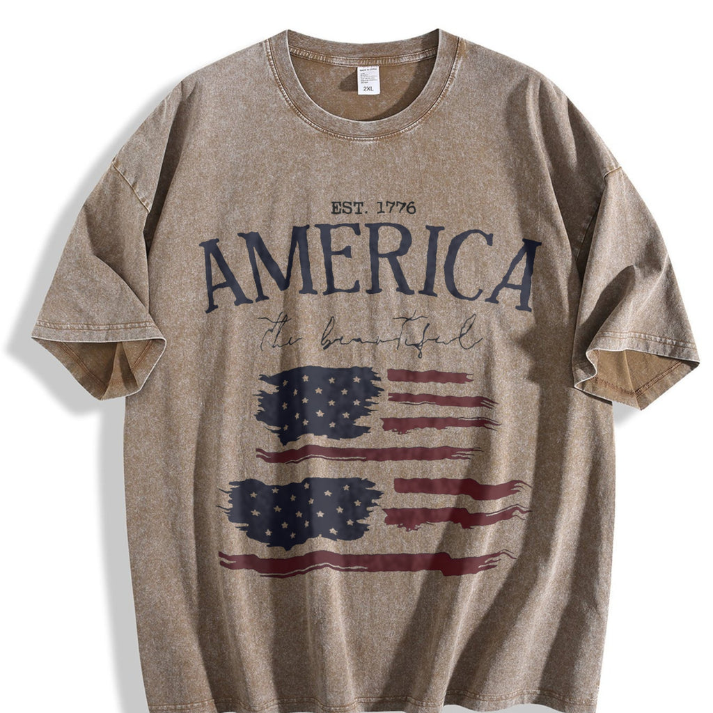 America The Beautiful Est 1776 Flag Vintage Washed T-Shirt product image 3