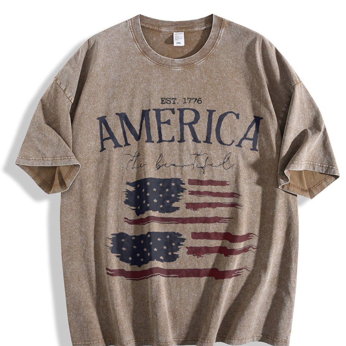 America The Beautiful Est 1776 Flag Vintage Washed T-Shirt product image 3