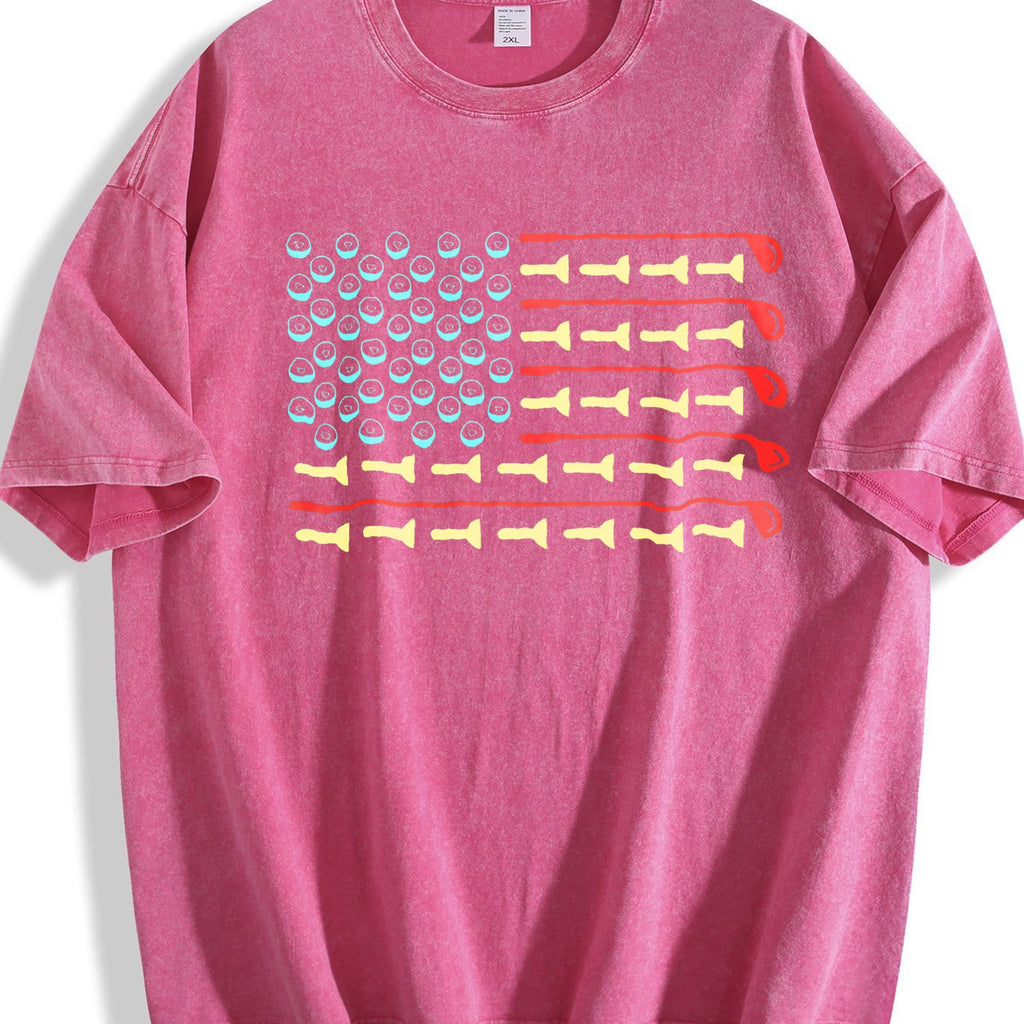 Golfer American Flag Vintage Washed T-Shirt product image 7