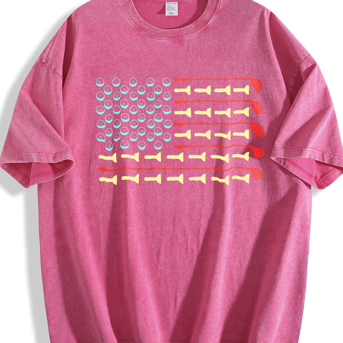 Golfer American Flag Vintage Washed T-Shirt product image 7