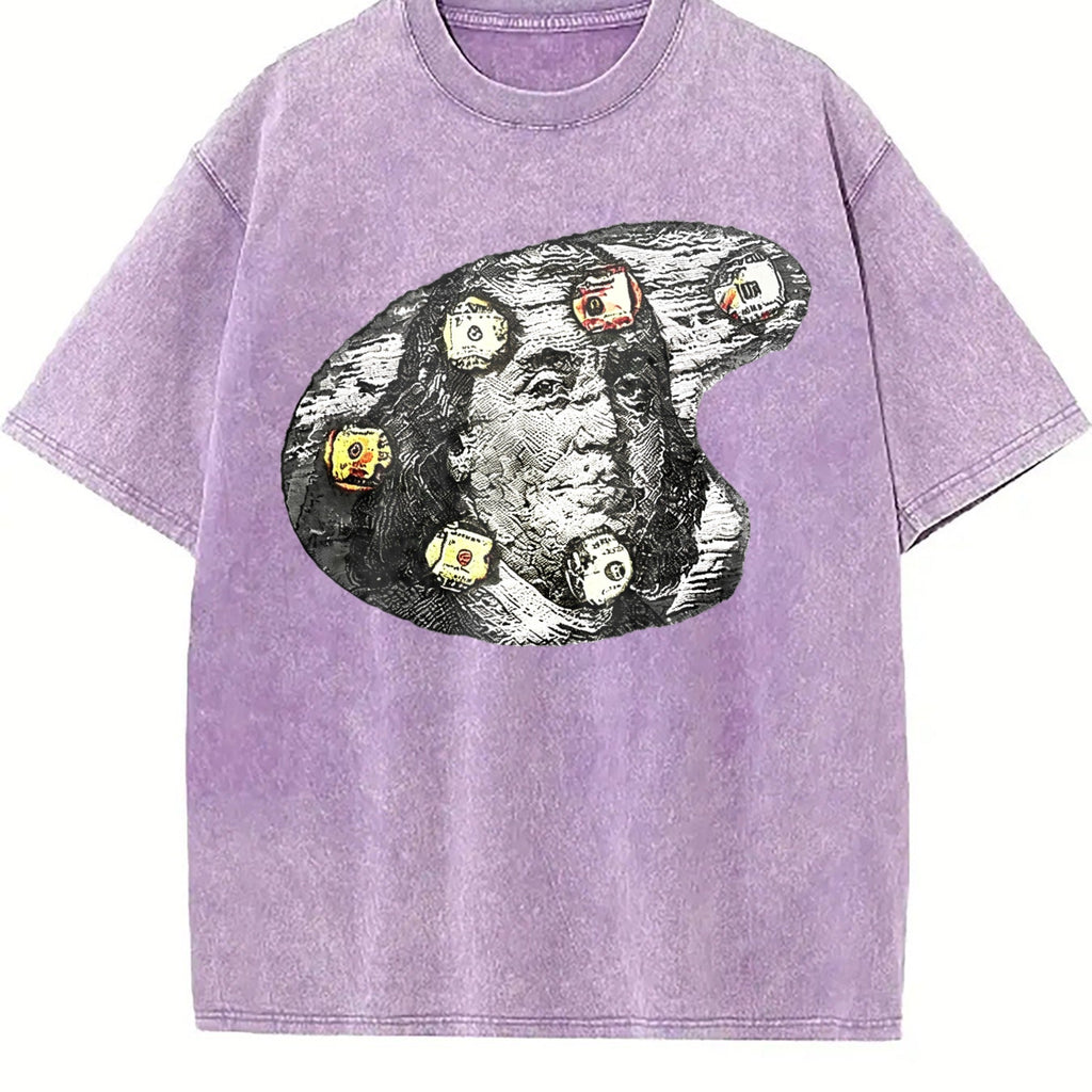Benjamin Franklin Money High Neck Vintage Washed T-Shirt product image 6