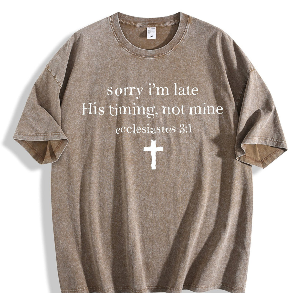Sorry I'm Late His Timing Not Mine Vintage Washed T-Shirt product image 3