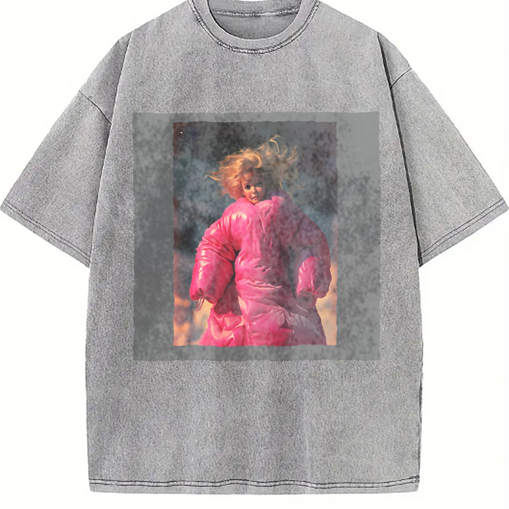 Doll in Pink with Flames Vintage Washed T-Shirt product image 5