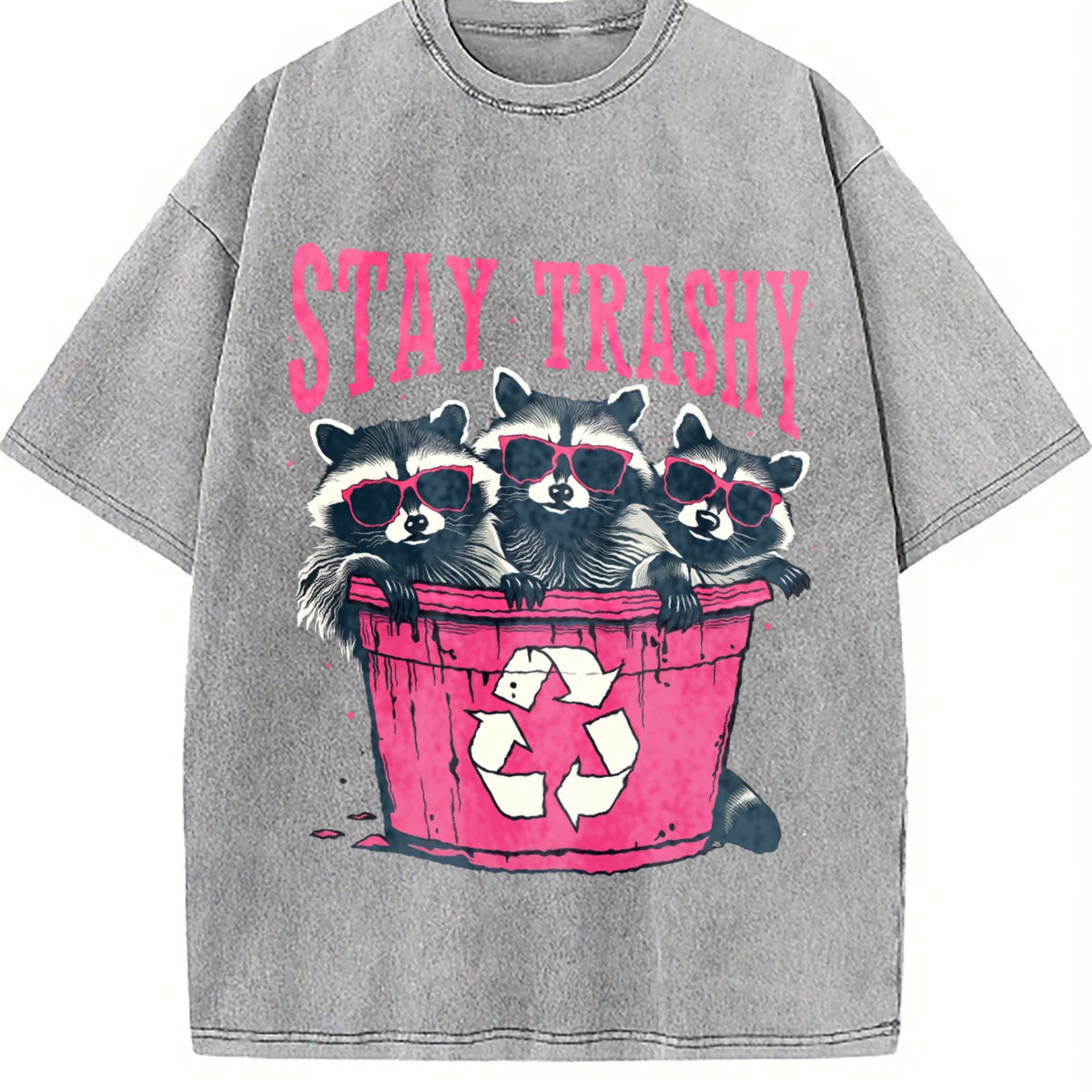 Stay Trashy - Black With Pink Raccoon & Bin Vintage Washed product image 5