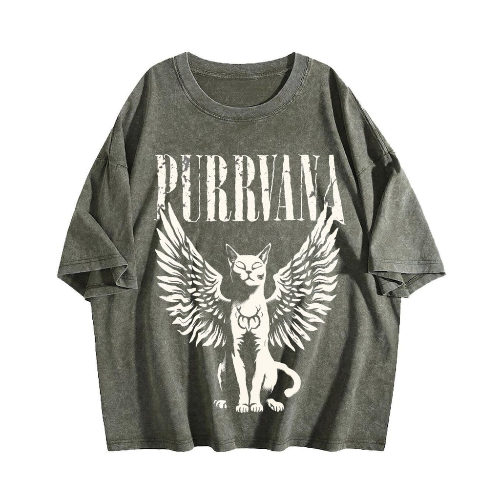 Purrvana Cat With Wings Vintage Washed T-Shirt product image 4