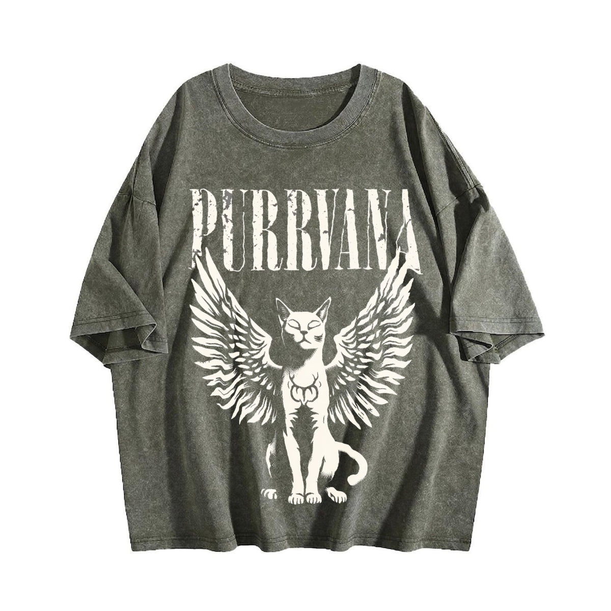 Purrvana Cat With Wings Vintage Washed T-Shirt product image 4