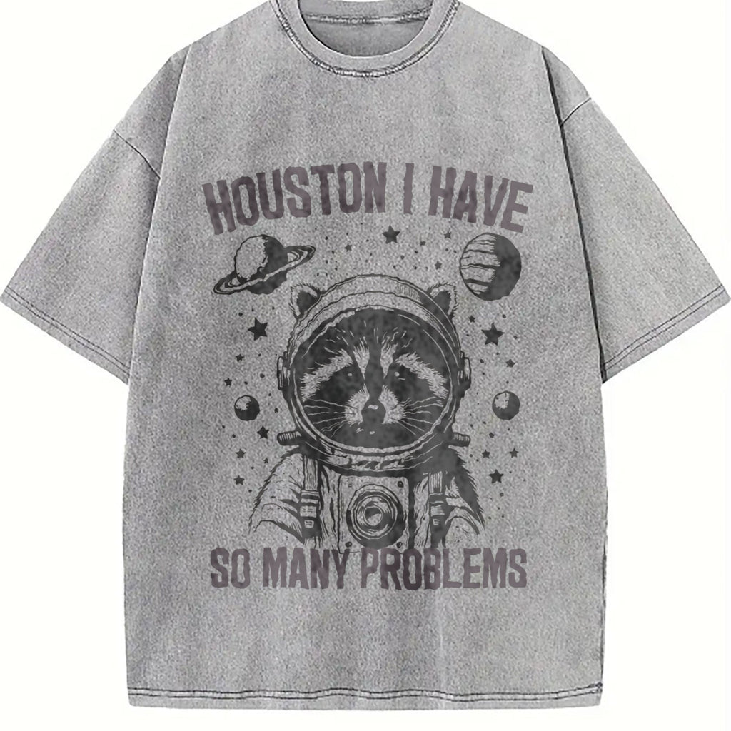 Funny Astronaut Raccoon 90s Vintage Washed T-Shirt product image 5