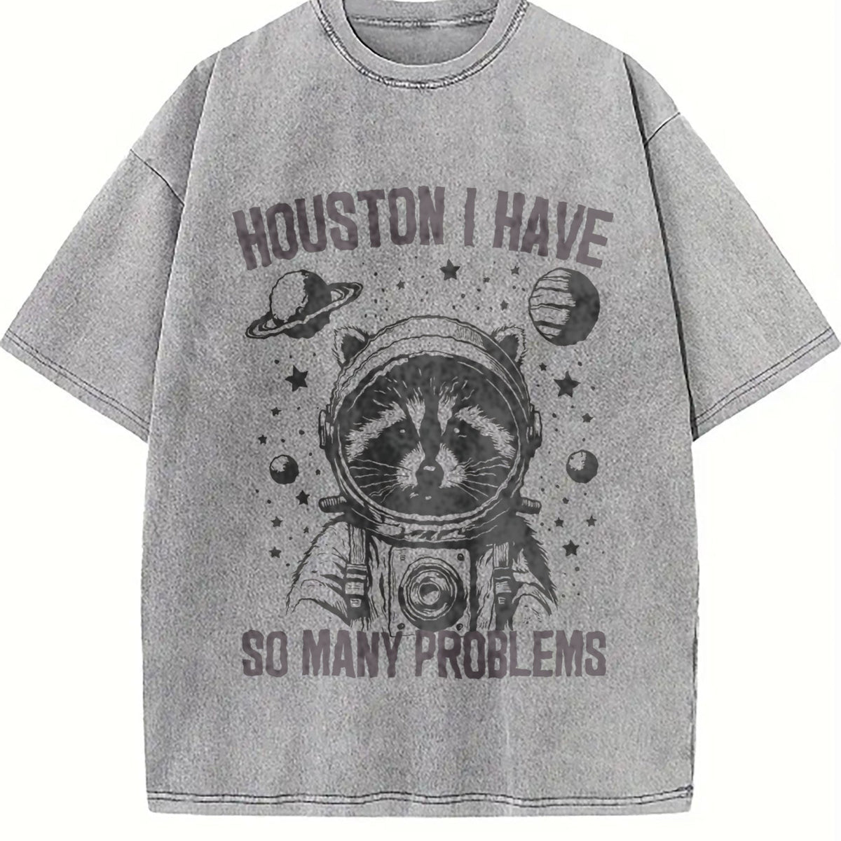 Funny Astronaut Raccoon 90s Vintage Washed T-Shirt product image 5