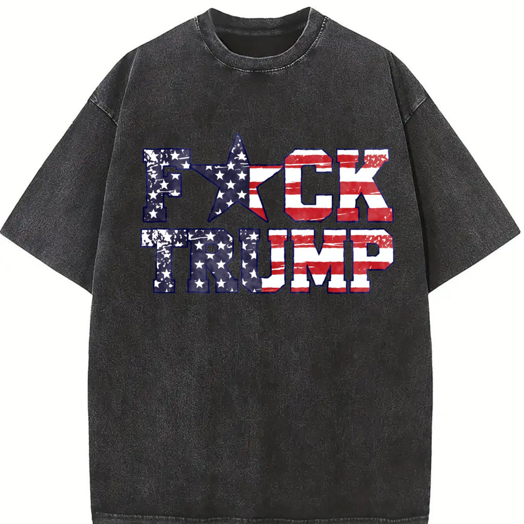 Fuck Trump USA Flag Vintage Washed T-Shirt product image 2