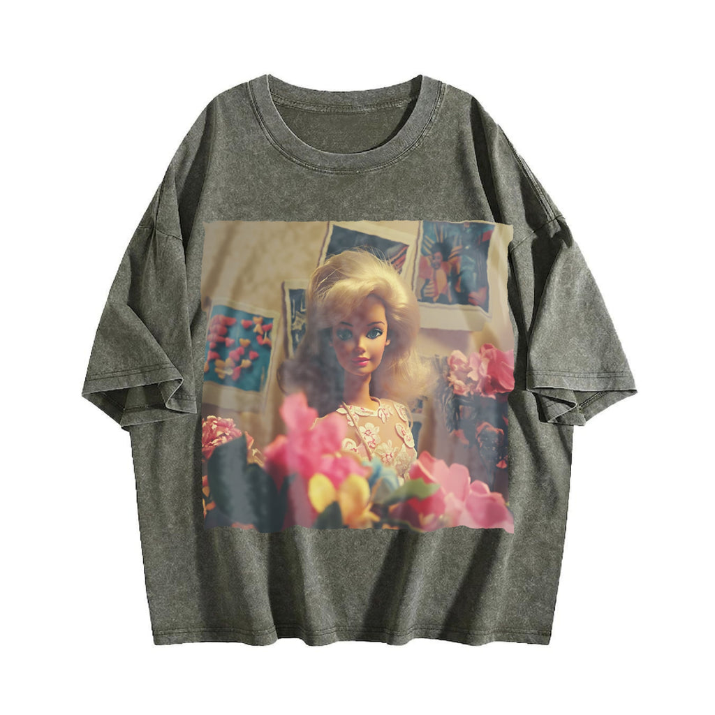 Doll with a Bouquet of Flowers Vintage Washed T-Shirt product image 4