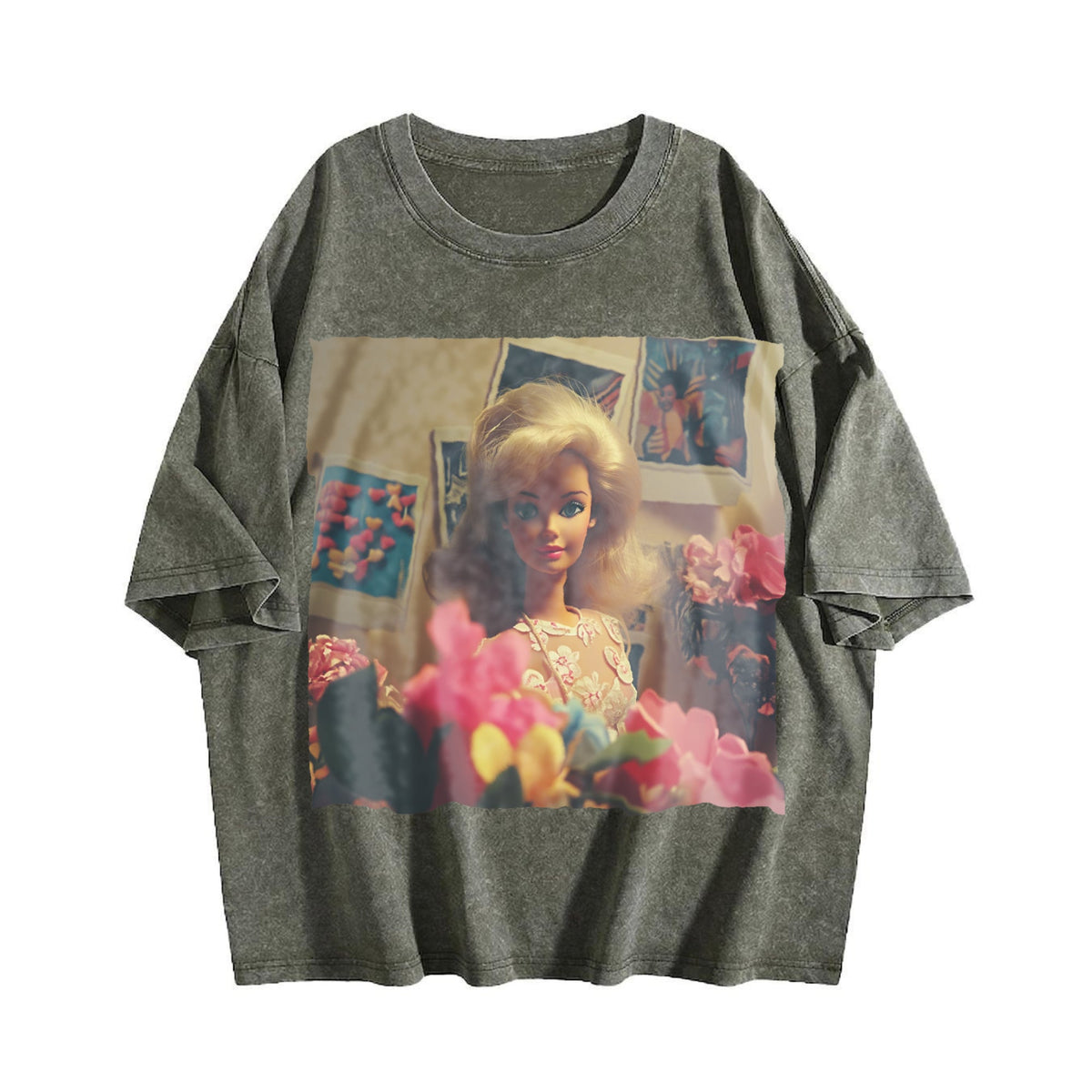 Doll with a Bouquet of Flowers Vintage Washed T-Shirt product image 4