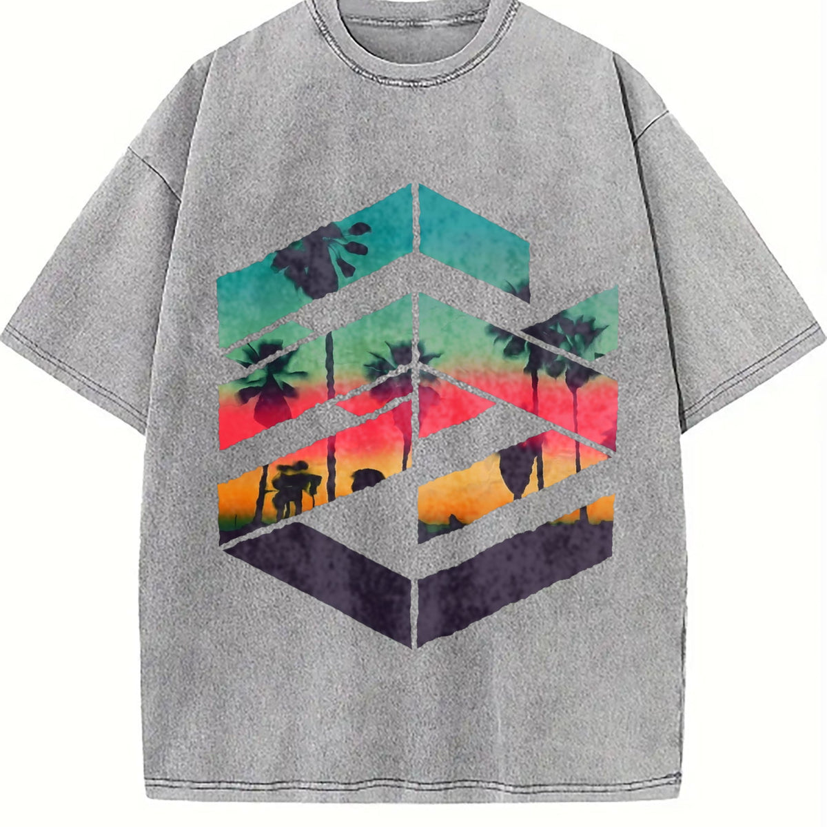 Tropical Sunset Palm Tree Vintage Washed T-Shirt product image 5