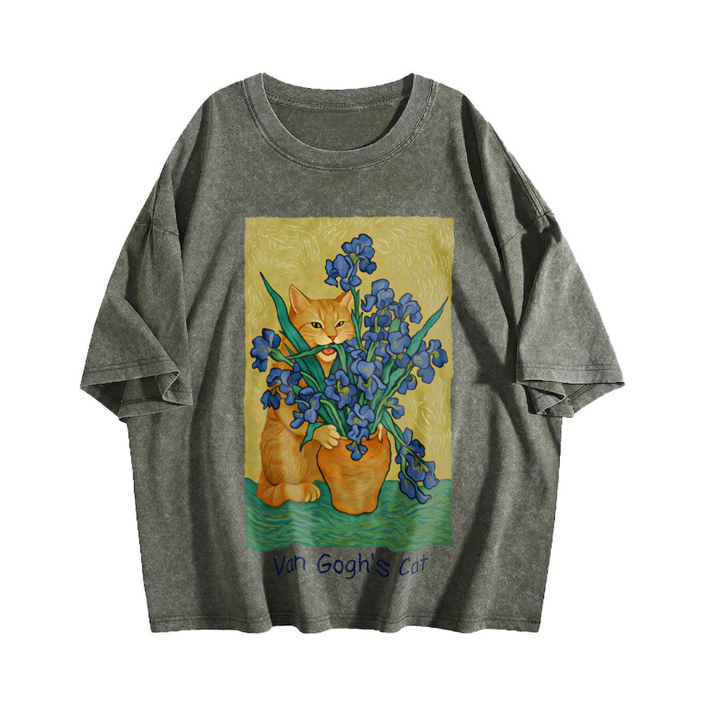 Van Gogh Cat Vintage Washed T-Shirt product image 4