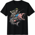 Funny Fishing Skeleton Cotton T-Shirt product image 1