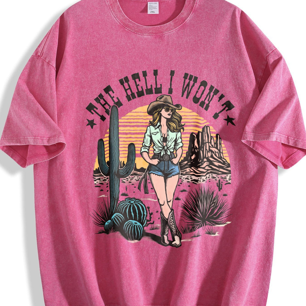 Cowgirl The Hell I Won't Western 90s Vintage Washed T-Shirt product image 7