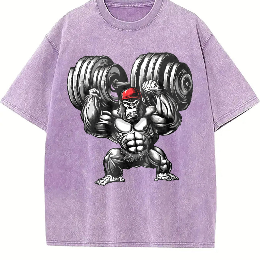 Muscular Gorilla With A Dumbbell Vintage Washed T-Shirt product image 6