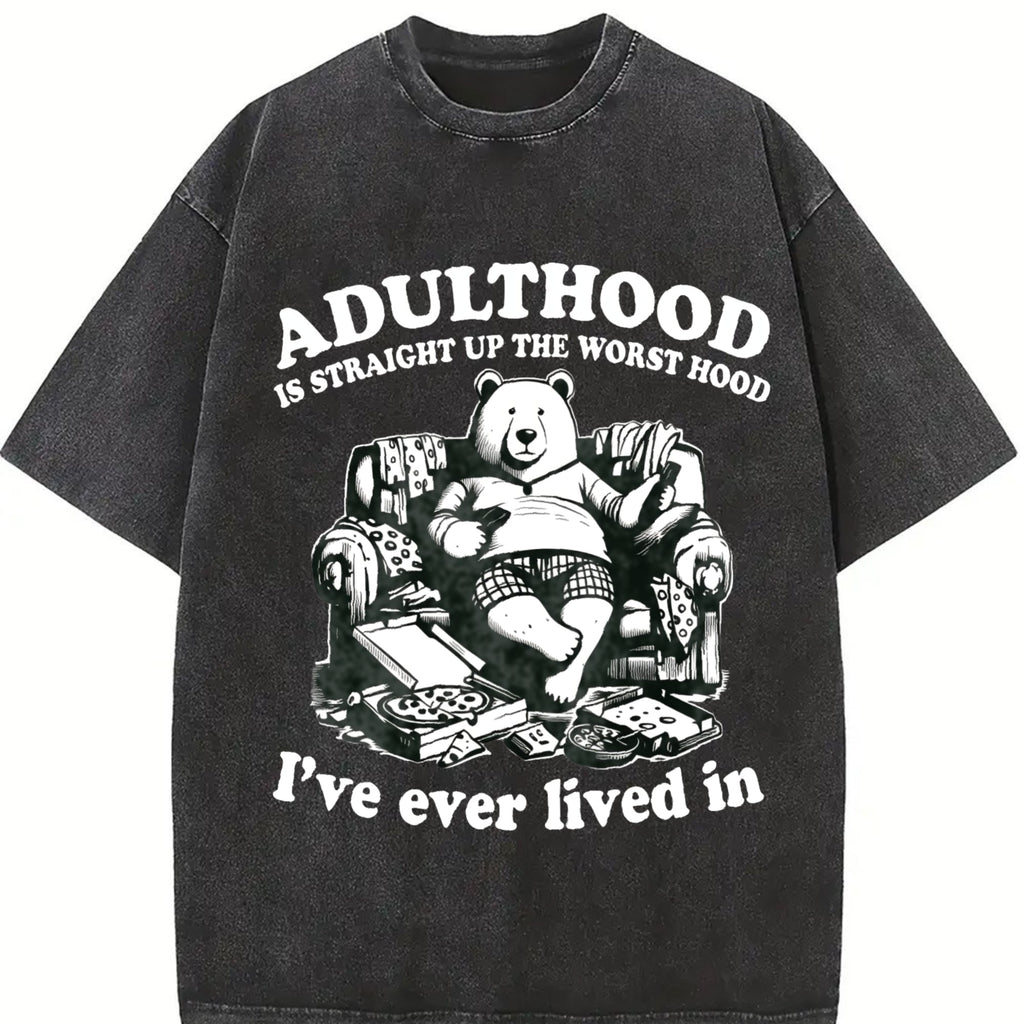 Funny Bear Adulthood 90s Vintage Washed T-Shirt product image 2