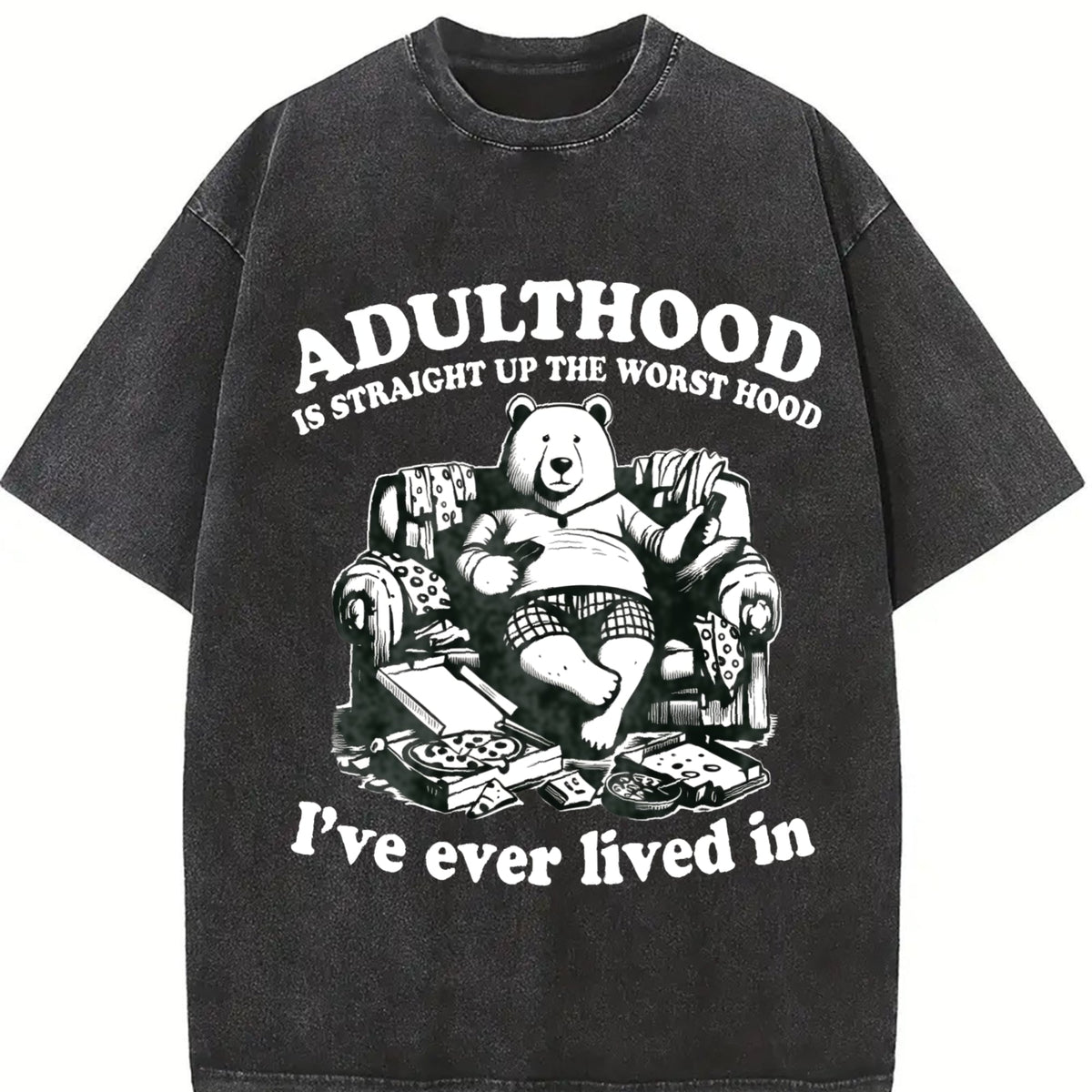 Funny Bear Adulthood 90s Vintage Washed T-Shirt product image 2
