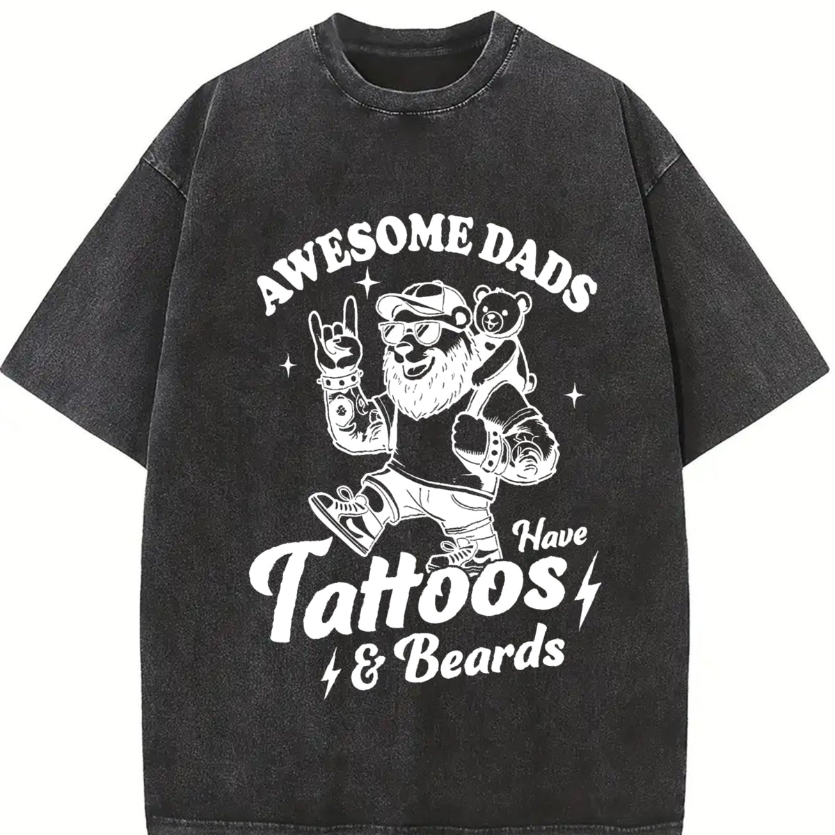 Awesome Dad Have Tattoos And Beards Vintage Washed T-Shirt product image 2