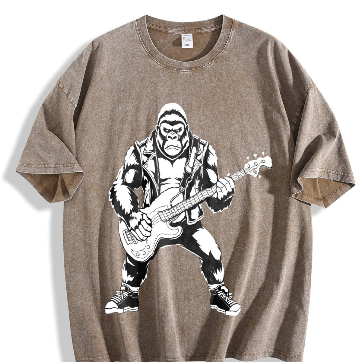 Bigfoot Playing Guitar Funny 90s Vintage Washed T-Shirt product image 3