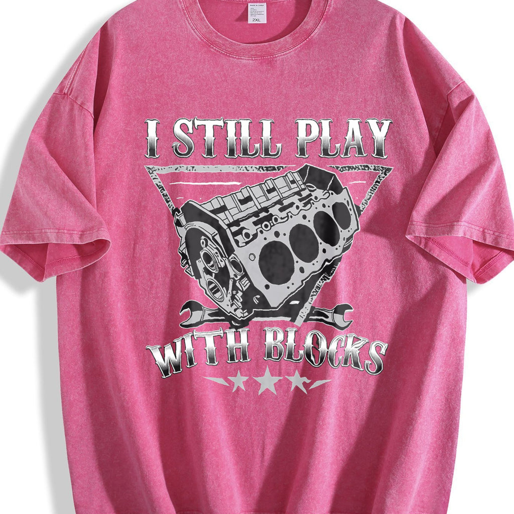I Still Play With Blocks Engine Vintage Washed T-Shirt product image 7