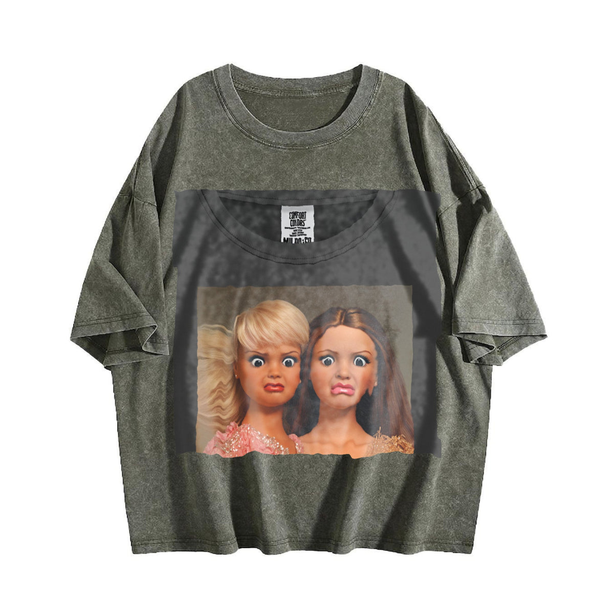 Funny Shocked Doll Duo Vintage Washed T-Shirt product image 4