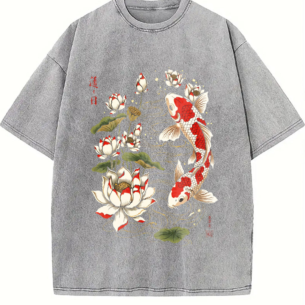 Koi Fish Lotus Floral 100 Y2K Boxy Aesthetic Summer Vintage product image 5