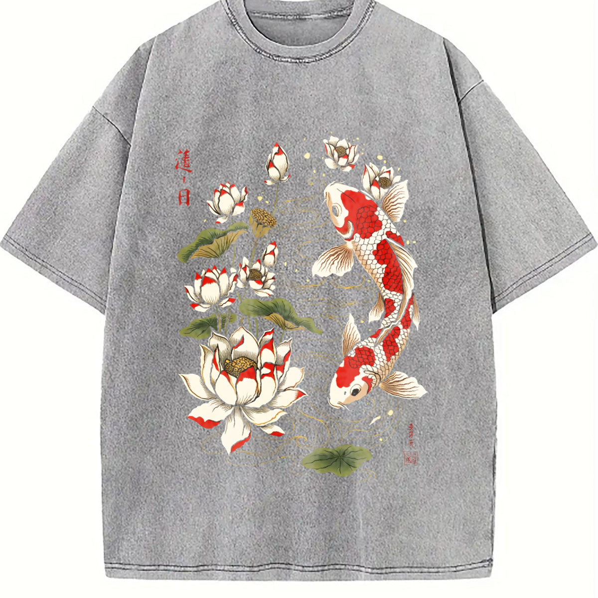 Koi Fish Lotus Floral 100 Y2K Boxy Aesthetic Summer Vintage product image 5