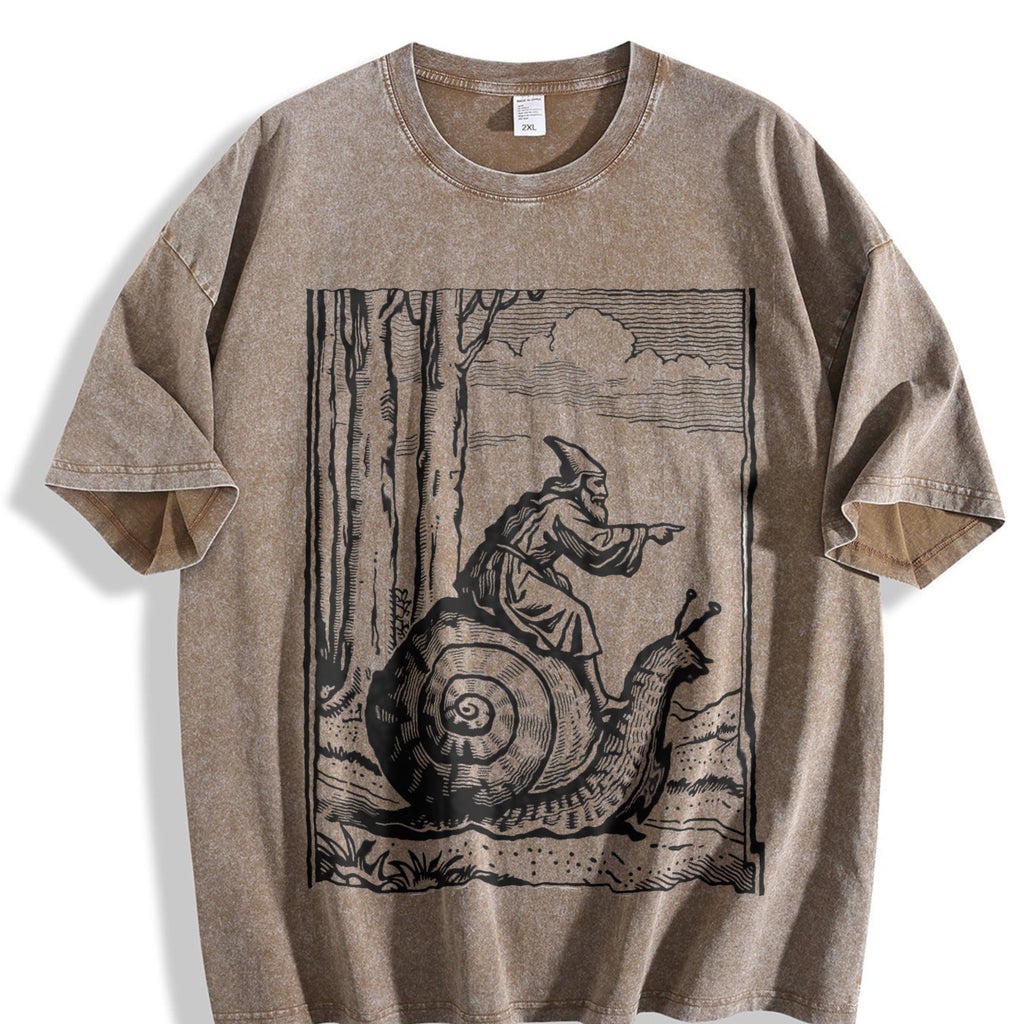 Medieval Snail Rider Vintage Washed T-Shirt product image 3