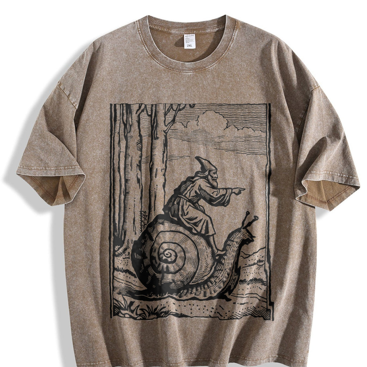Medieval Snail Rider Vintage Washed T-Shirt product image 3