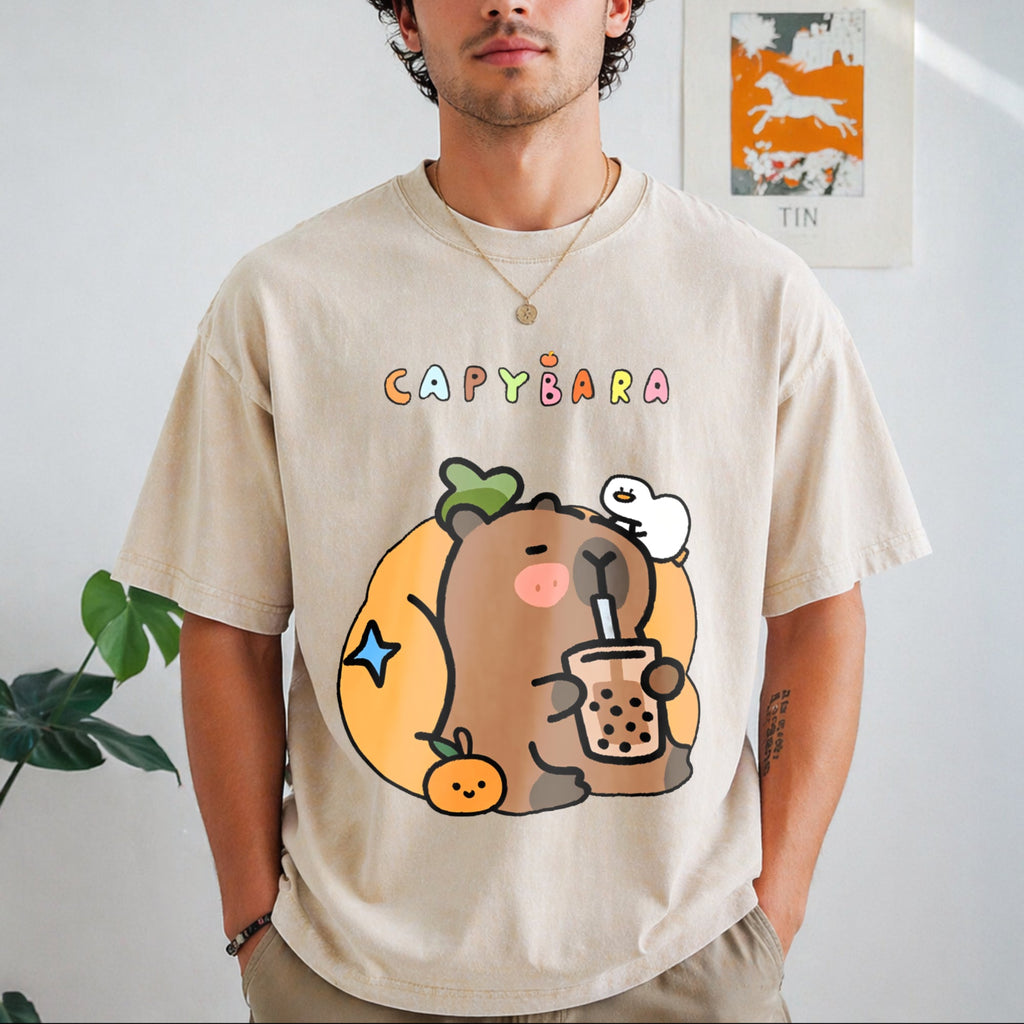 New Spring Summer Cool Capybara Cartoon Vintage Washed product image 8