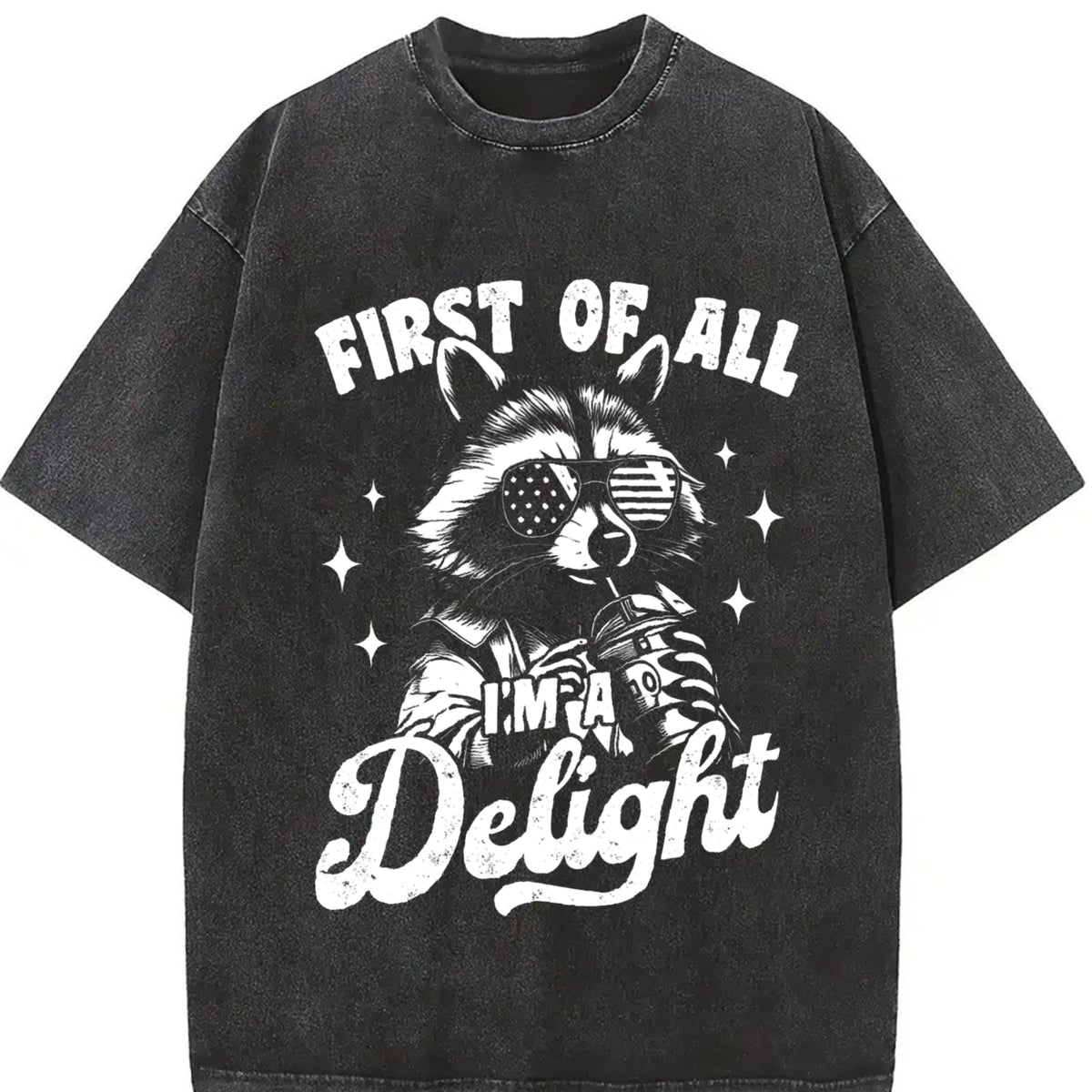 First Of All I'm A Delight Raccoon 4th Of July 90s Vintage product image 2