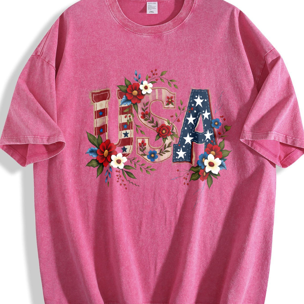 USA Flag Floral Boxy Y2K Aesthetic Summer Vibes Vintage product image 7