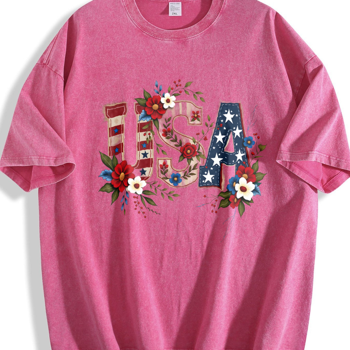USA Flag Floral Boxy Y2K Aesthetic Summer Vibes Vintage product image 7