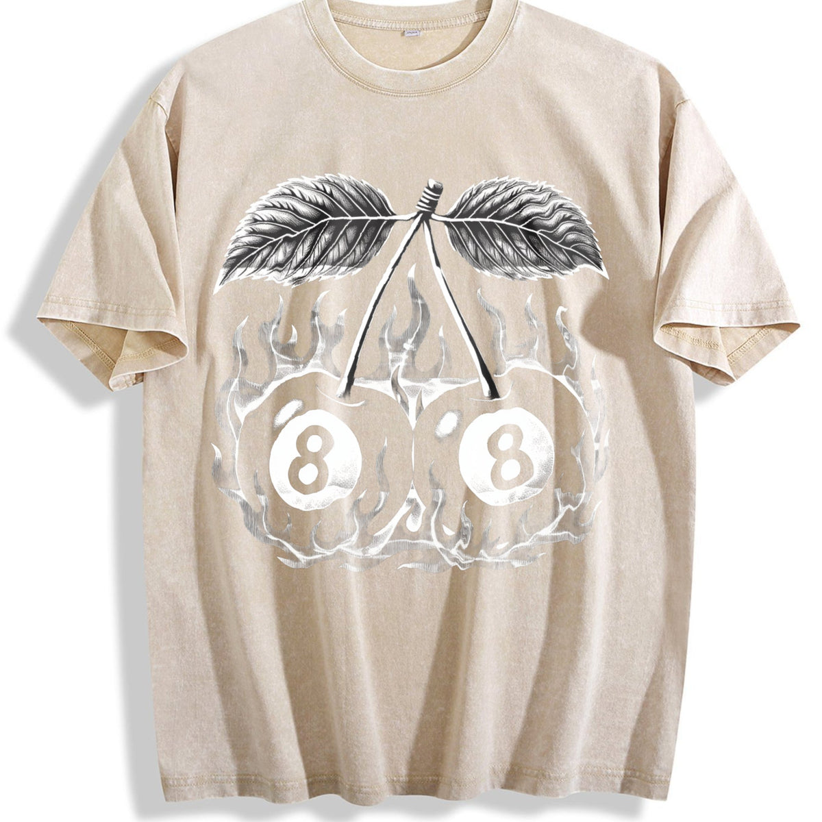 Flaming 8 Ball Cherries Tattoo Vintage Washed T-Shirt product image 1