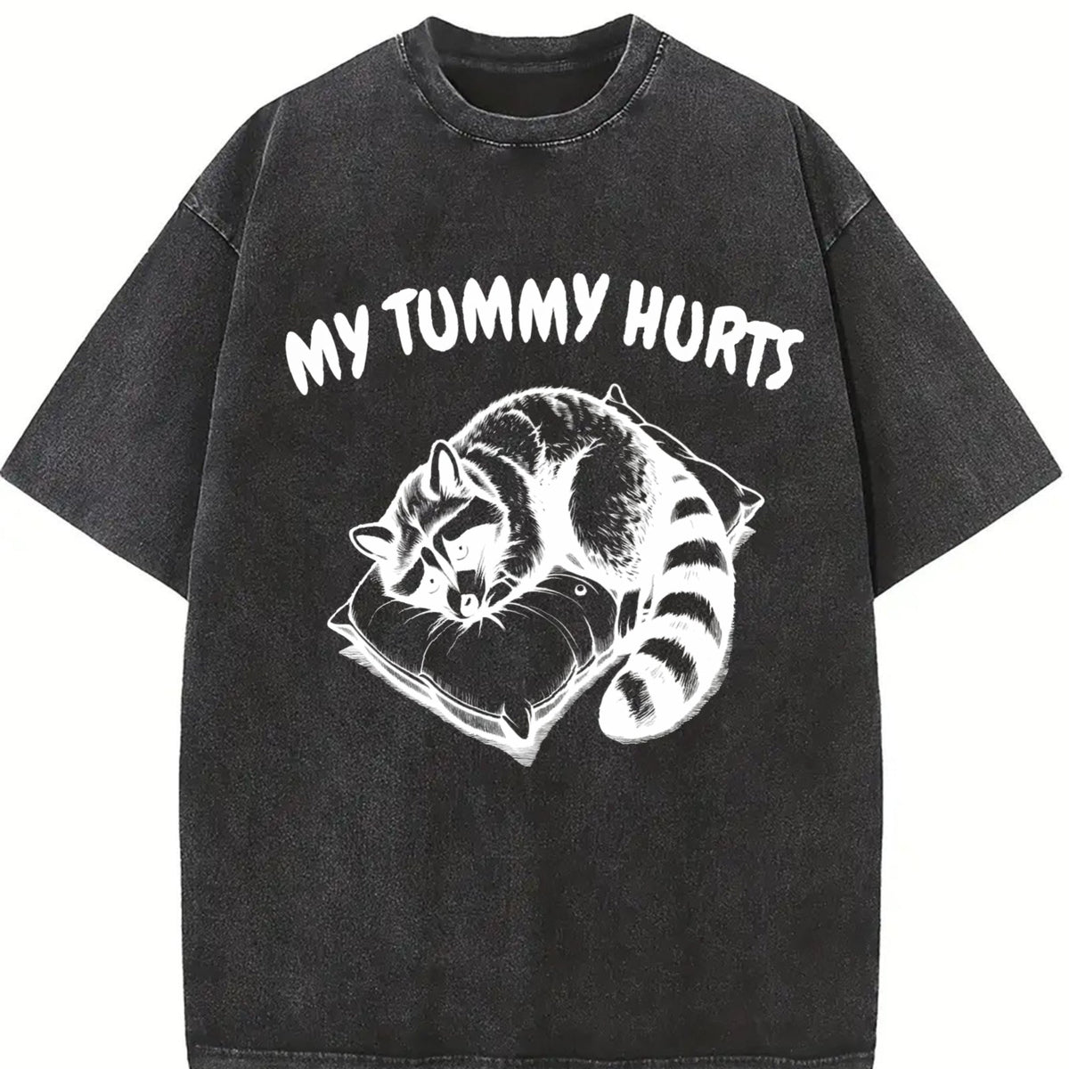 Cute Raccoon My Tummy Hurts 90s Vintage Washed T-Shirt product image 2