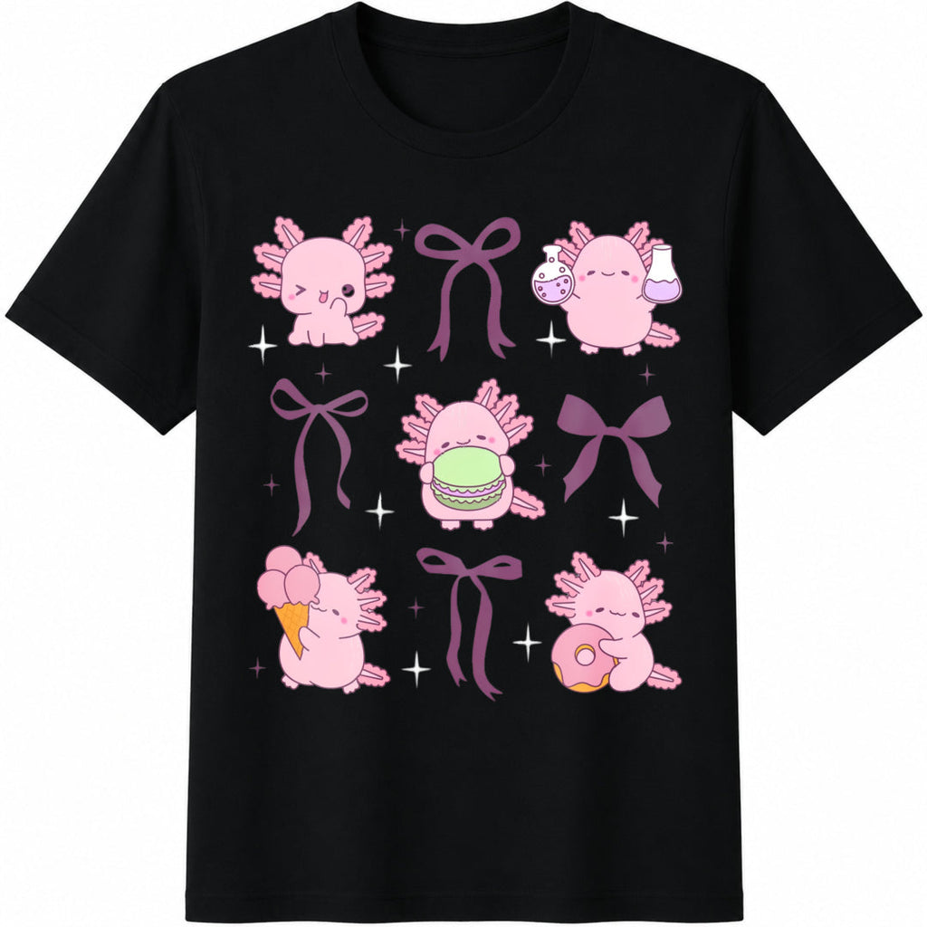 Cute Axolotl Bow Funny Mom Mini Lover Cotton T-Shirt product image 1