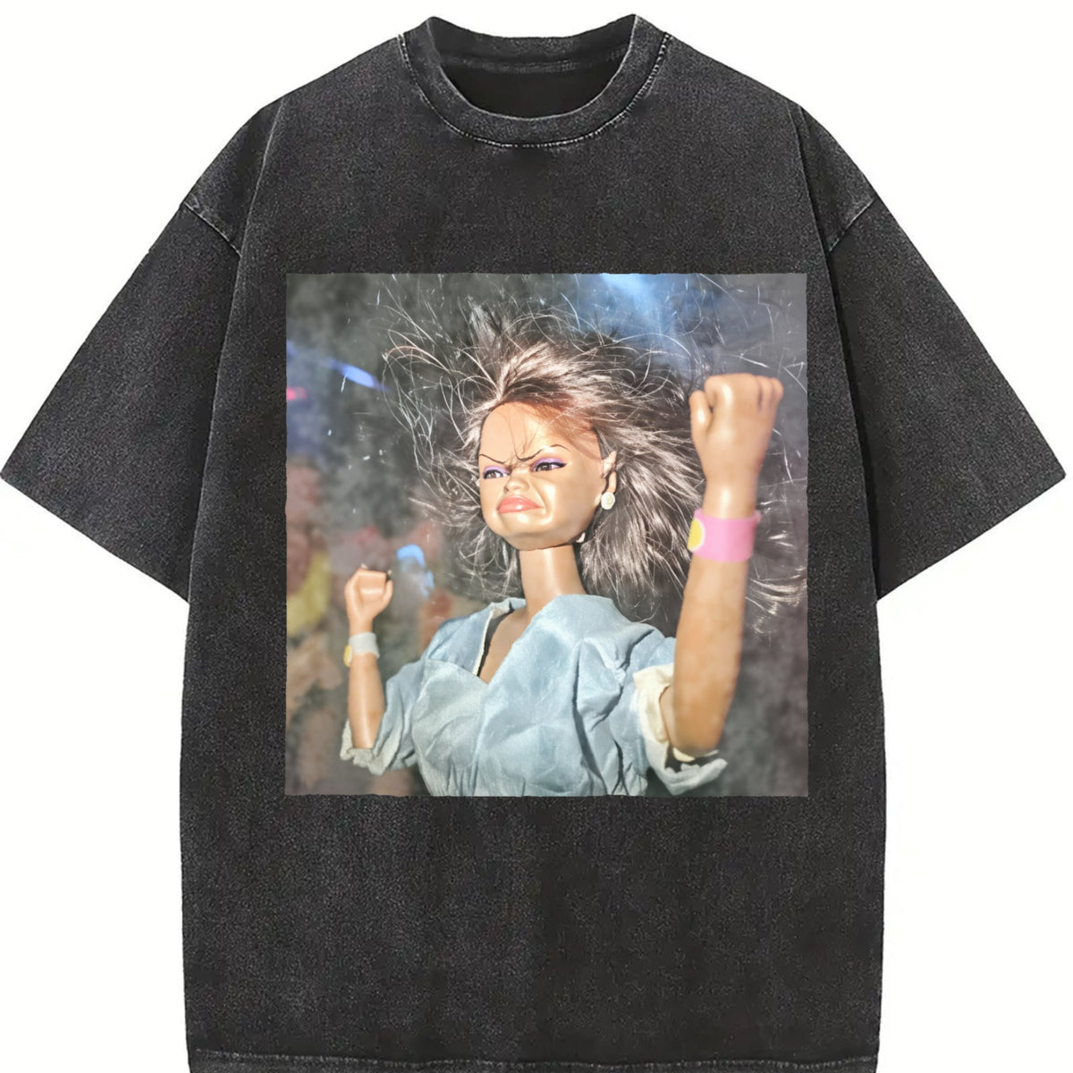 Angry Doll Raising a Fist Vintage Washed T-Shirt product image 2