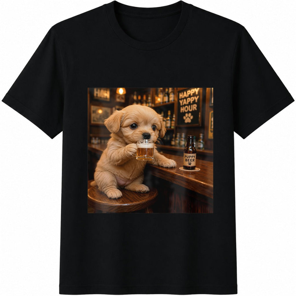 Funny Puppy Beer Cotton T-Shirt product image 1