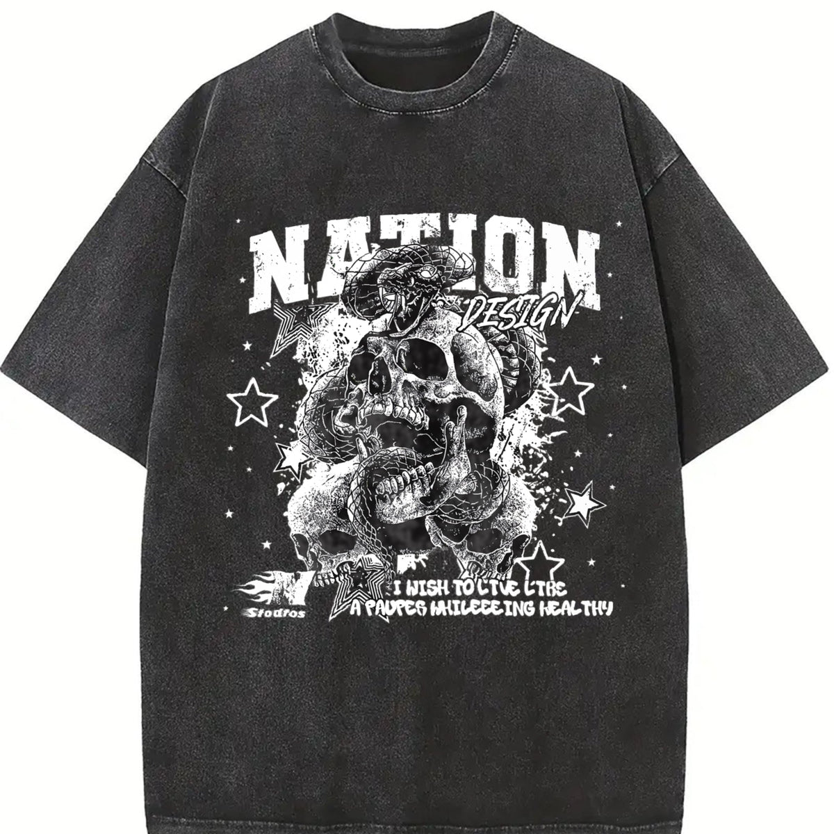 Nation Snake Skull Vintage Washed T-Shirt product image 2