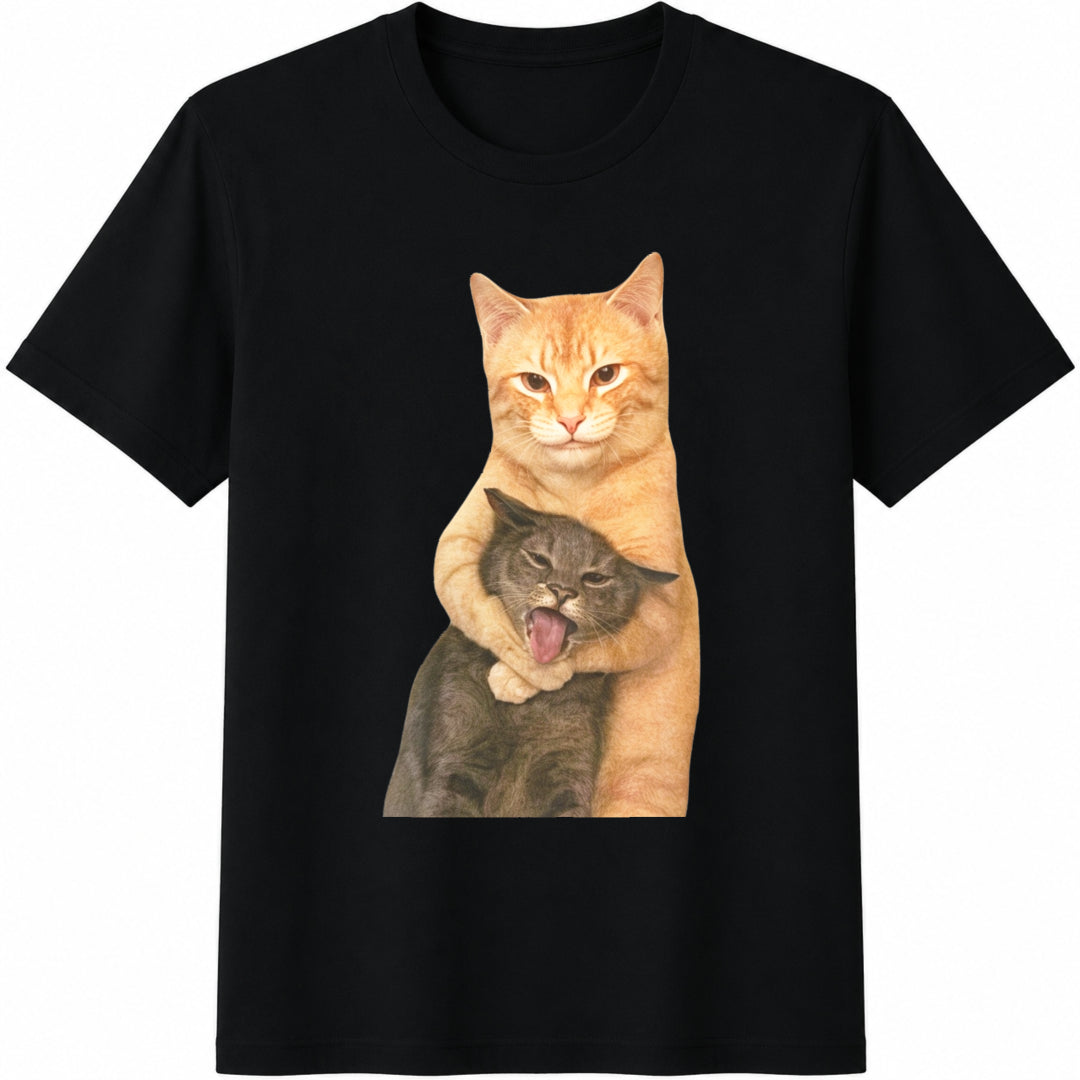 Funny Hugging Cats Cotton T-Shirt product image 1