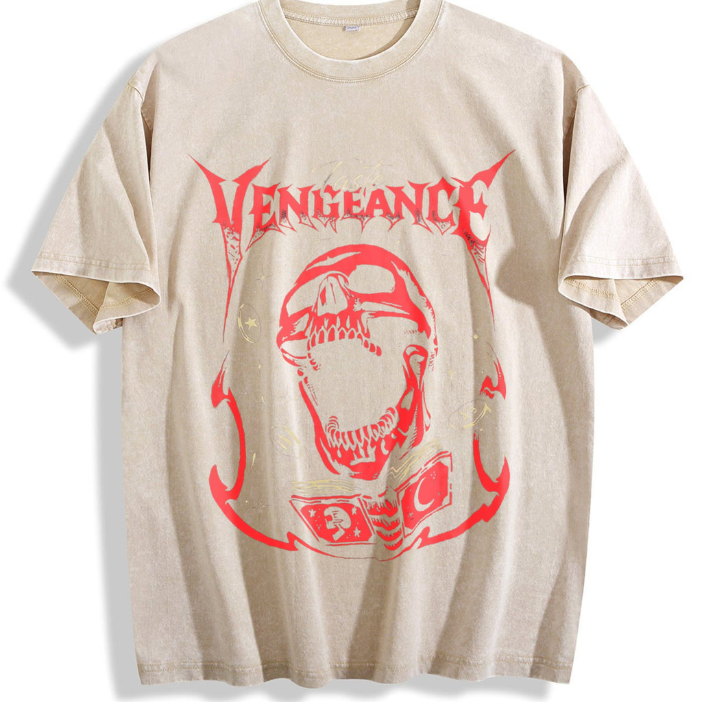 Vengeance Red Skull Vintage Washed T-Shirt product image 1