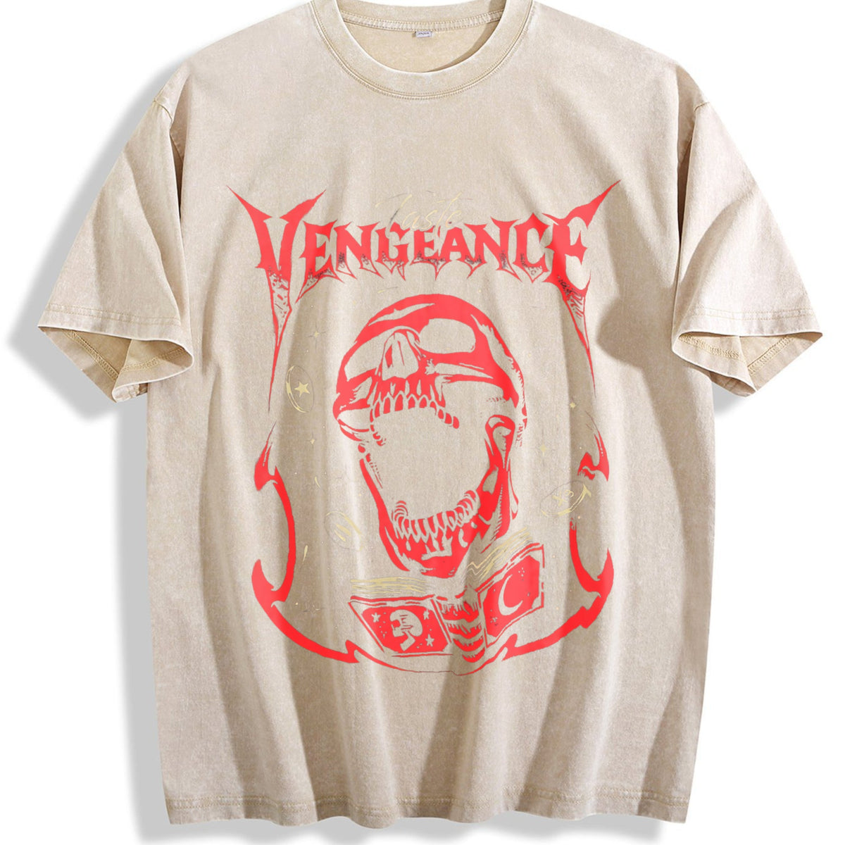 Vengeance Red Skull Vintage Washed T-Shirt product image 1